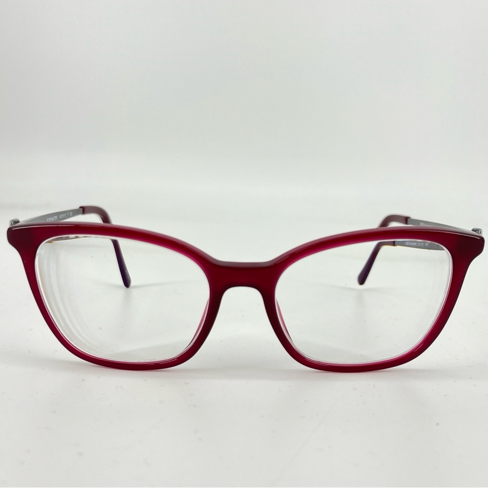 Coach Red Frames Aubergine 5503 Glasses Buckle Round Metal Gray Trim 53-18-140